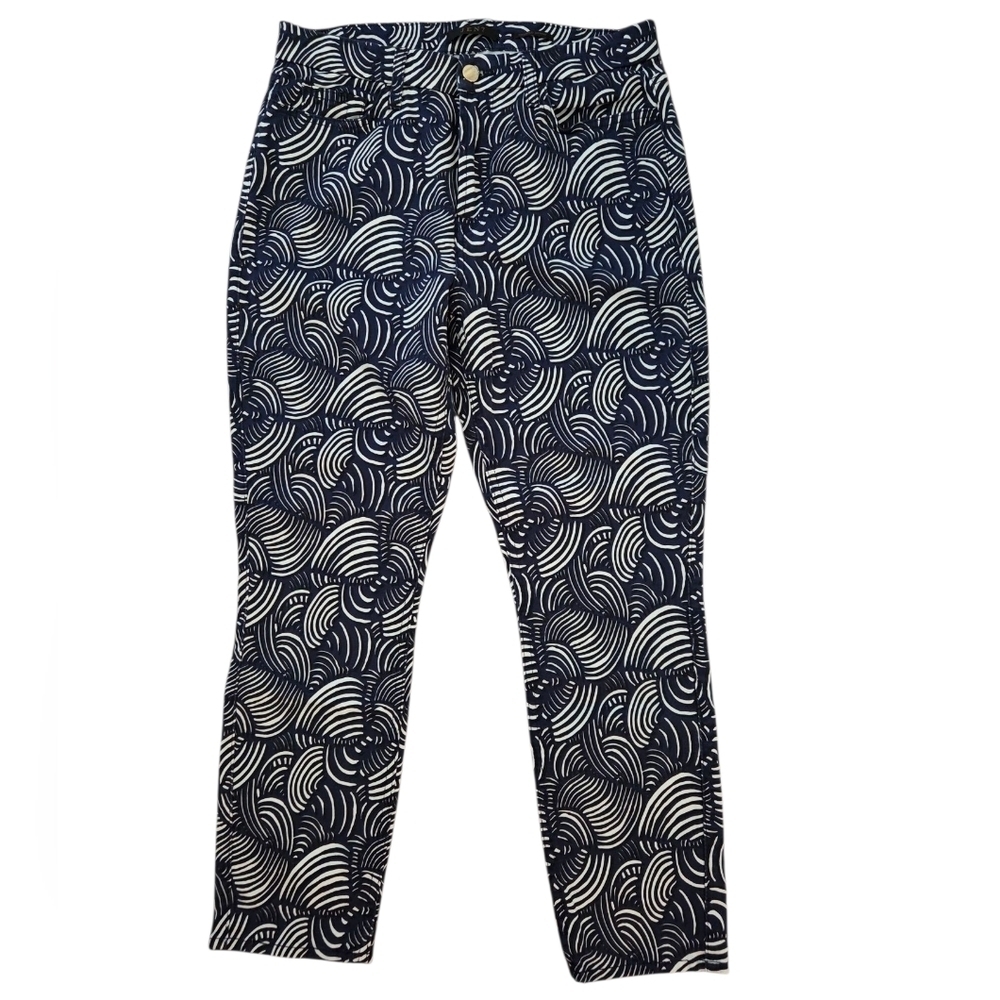 JEN7 Navy and White Cropped Skinny Pants - Picture 2 of 6